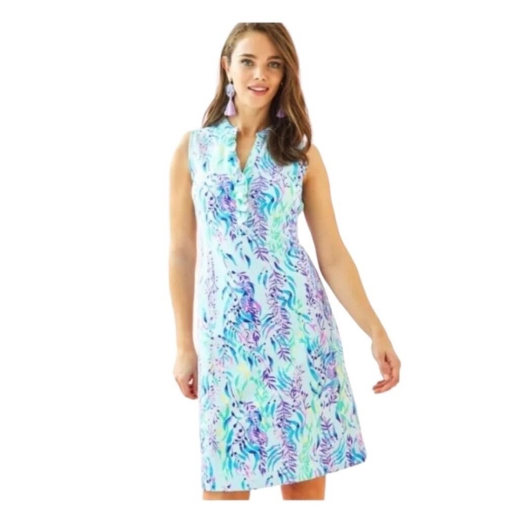 Lilly Pulitzer Sherryn Shift Dress Shady Blue Oasis Tint Terry Small